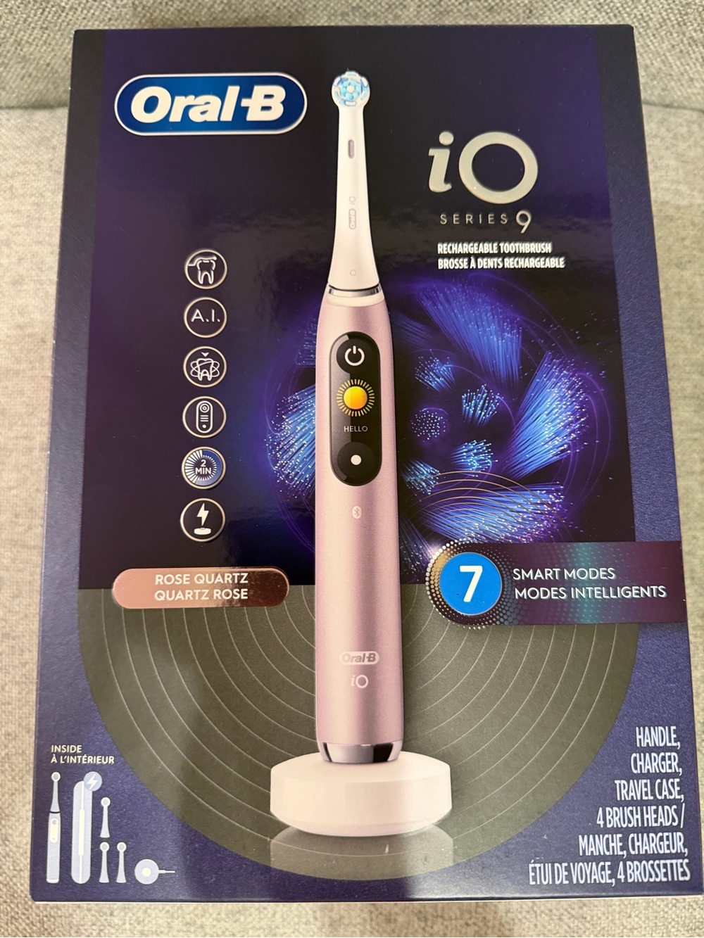 Oral-B iO Series 9 Rechargeable Electric Toothbrush — Rose Quartz